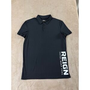 Barbell Apparel Reign Total Body Fuel Polo Shirt Mens M Black Performance EUC